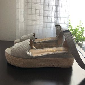 Gray platform sandals